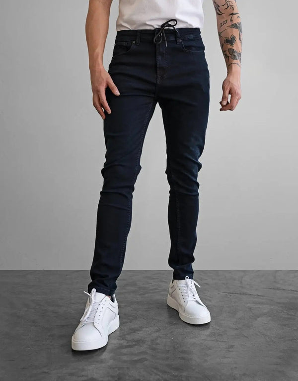 Fade Iconic Matte Blue Jeans: Premium Stretch Denim Slim Fit for Men
