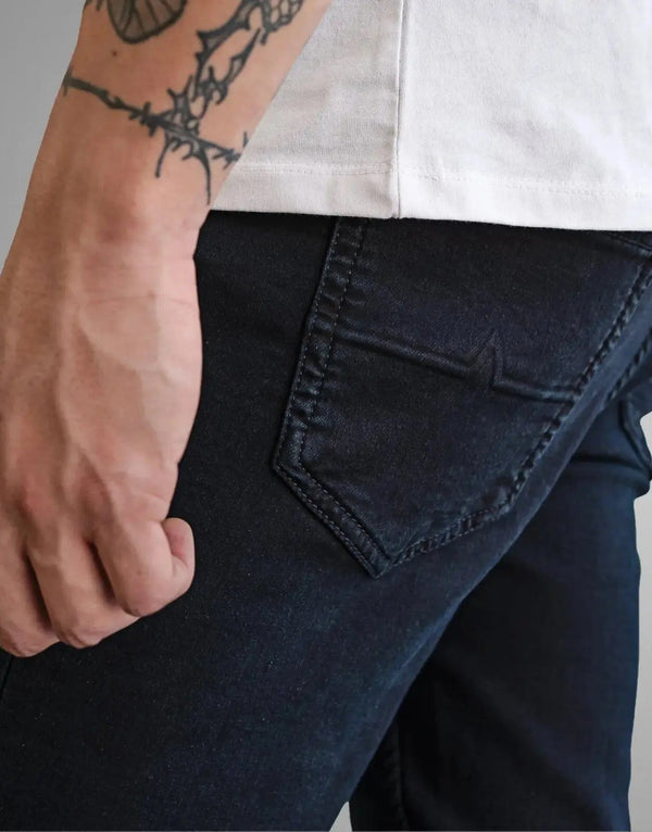 Fade Iconic Matte Blue Jeans: Premium Stretch Denim Slim Fit for Men