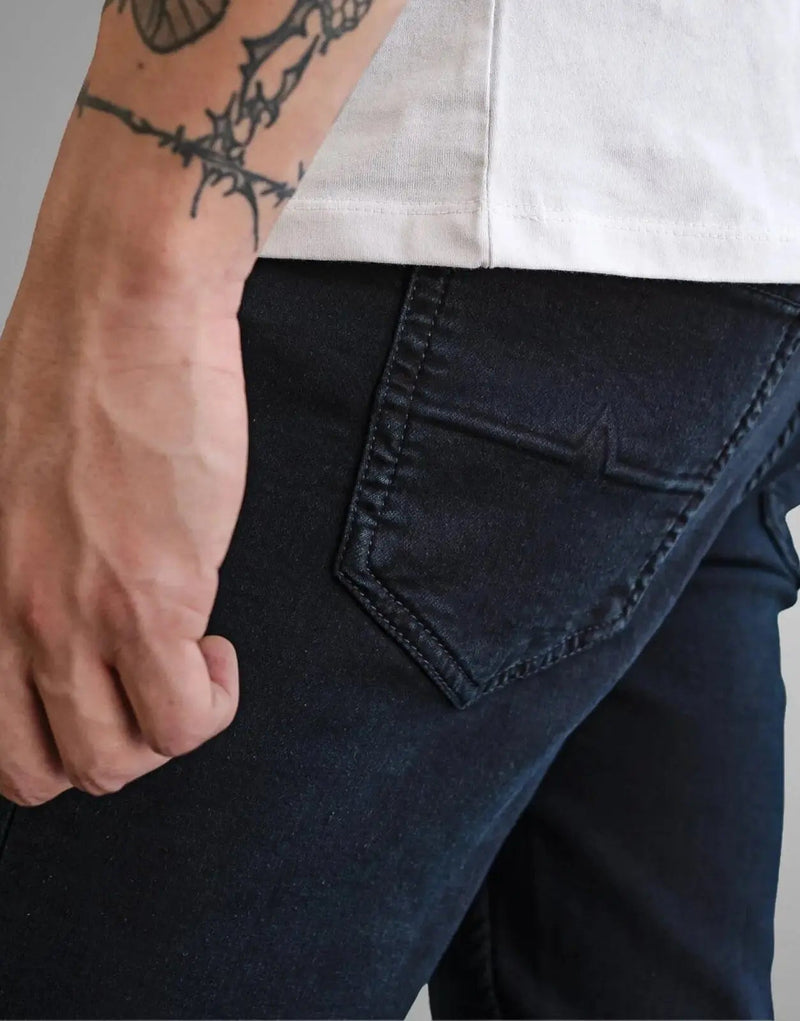 Fade Iconic Matte Blue Jeans: Premium Stretch Denim Slim Fit for Men