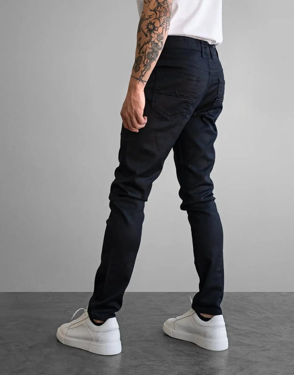 Fade Iconic Shadow Slim Fit Wax Coated Blue Stretch Denim Jeans