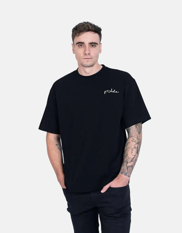 Premium Fade Signature Black Boxy T-Shirt: Modern Comfort, Minimalist Style