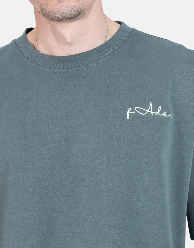 Fade Signature Boxy Green T-Shirt: Premium Cotton, Relaxed Fit, Embroidered Style Tee