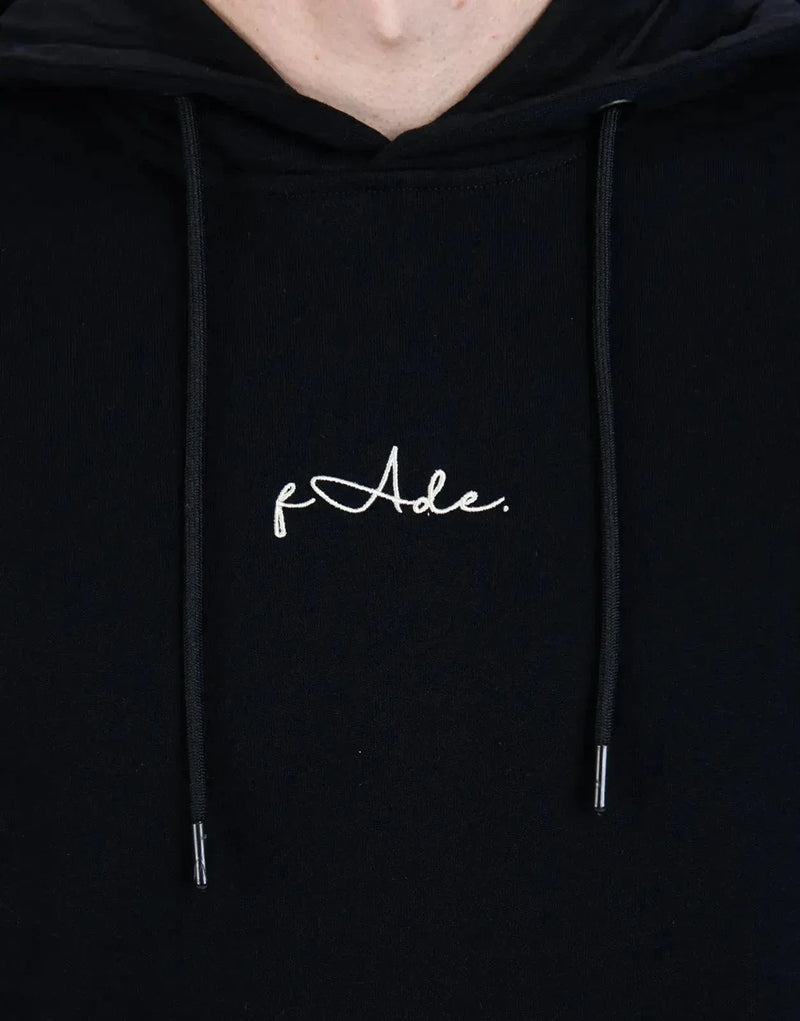 Fade Signature Hooded Sweatshirt for Men, Premium Black Cotton Blend, Slim Fit