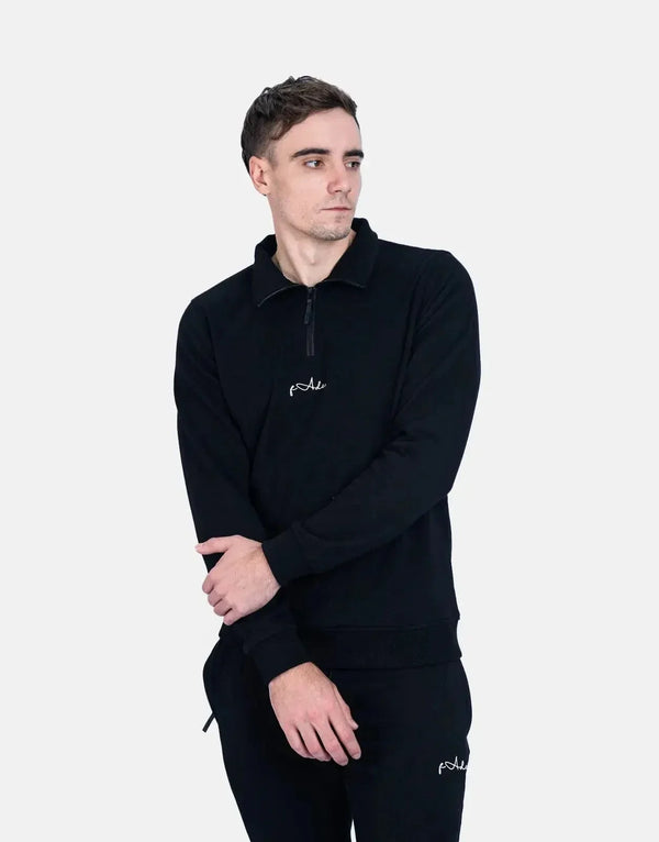 Fade Signature Quarter-Zip Sweatshirt: Supreme Comfort, Slim Fit, Premium Cotton Blend in Black