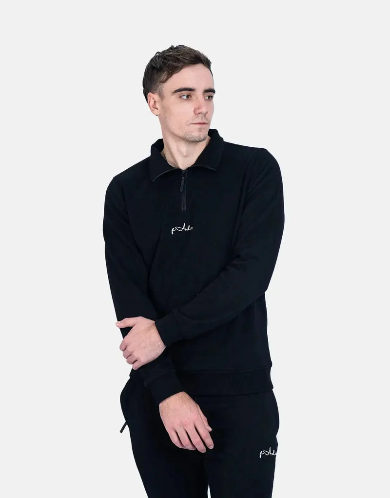 Fade Signature Quarter-Zip Sweatshirt: Supreme Comfort, Slim Fit, Premium Cotton Blend in Black