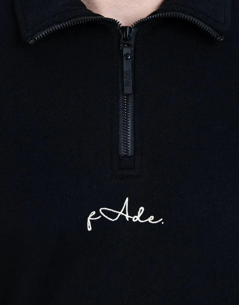 Fade Signature Quarter-Zip Sweatshirt: Supreme Comfort, Slim Fit, Premium Cotton Blend in Black