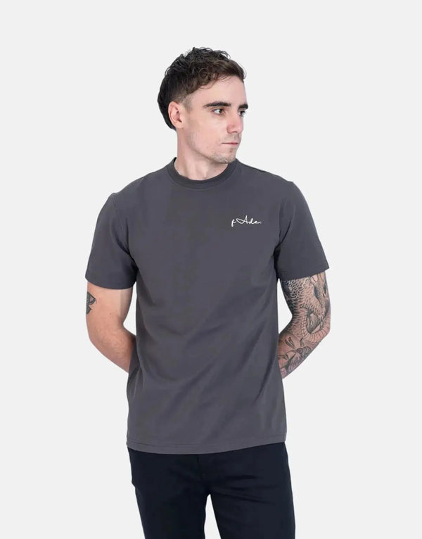 Men's Premium Slim Fit Grey T-Shirt: Signature Comfort, Modern Style, Embroidered Detail