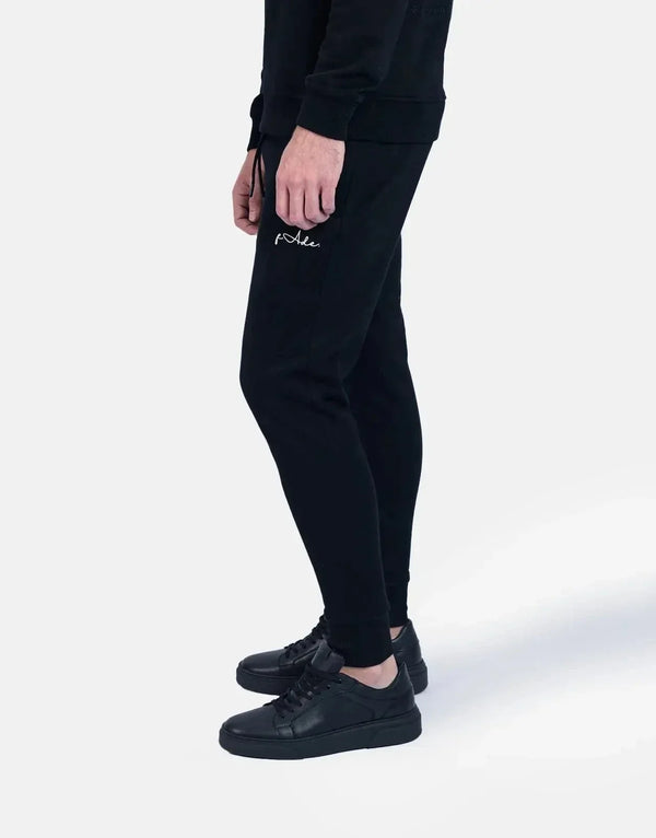 Fade Signature Black Sweatpants: Premium Slim Fit, Cotton Blend, Secure Zip Pockets, Tapered