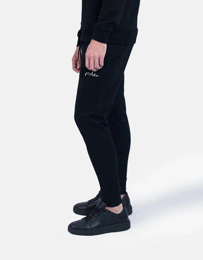 Fade Signature Black Sweatpants: Premium Slim Fit, Cotton Blend, Secure Zip Pockets, Tapered