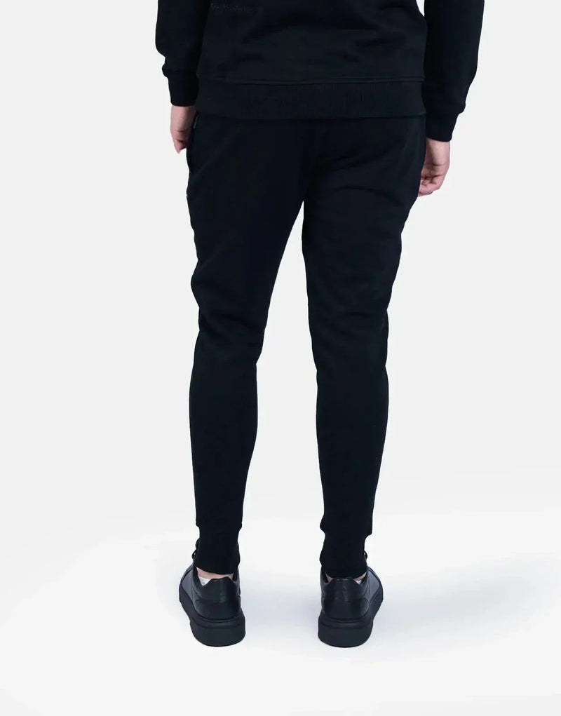 Fade Signature Black Sweatpants: Premium Slim Fit, Cotton Blend, Secure Zip Pockets, Tapered