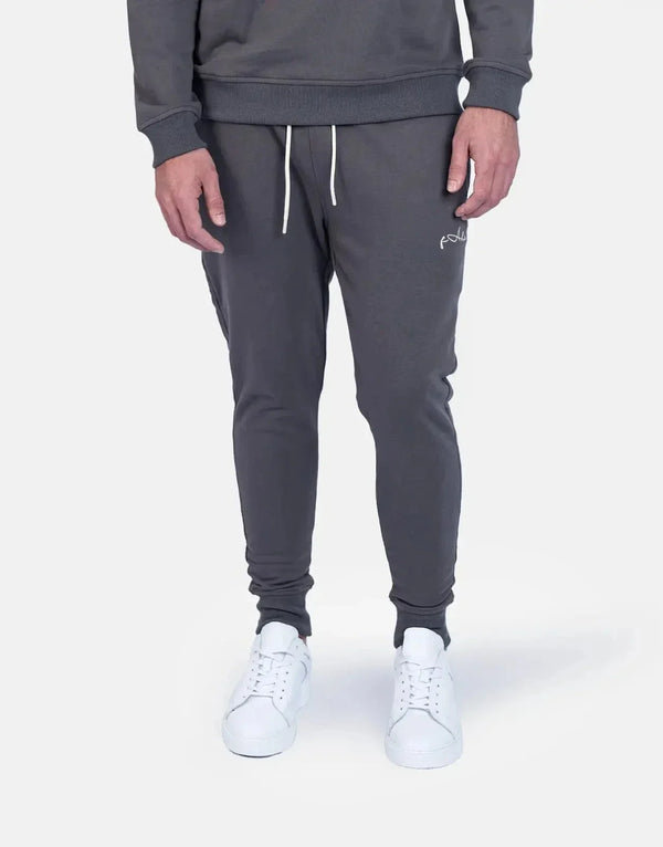 Premium Grey Signature Sweatpants: Slim Fit, Cotton Blend, Zip Pockets, Tapered Comfort