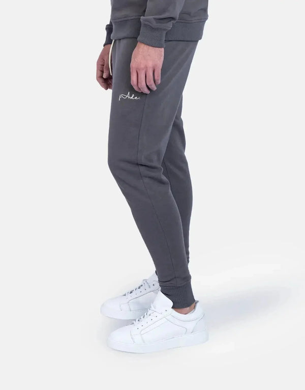 Premium Grey Signature Sweatpants: Slim Fit, Cotton Blend, Zip Pockets, Tapered Comfort
