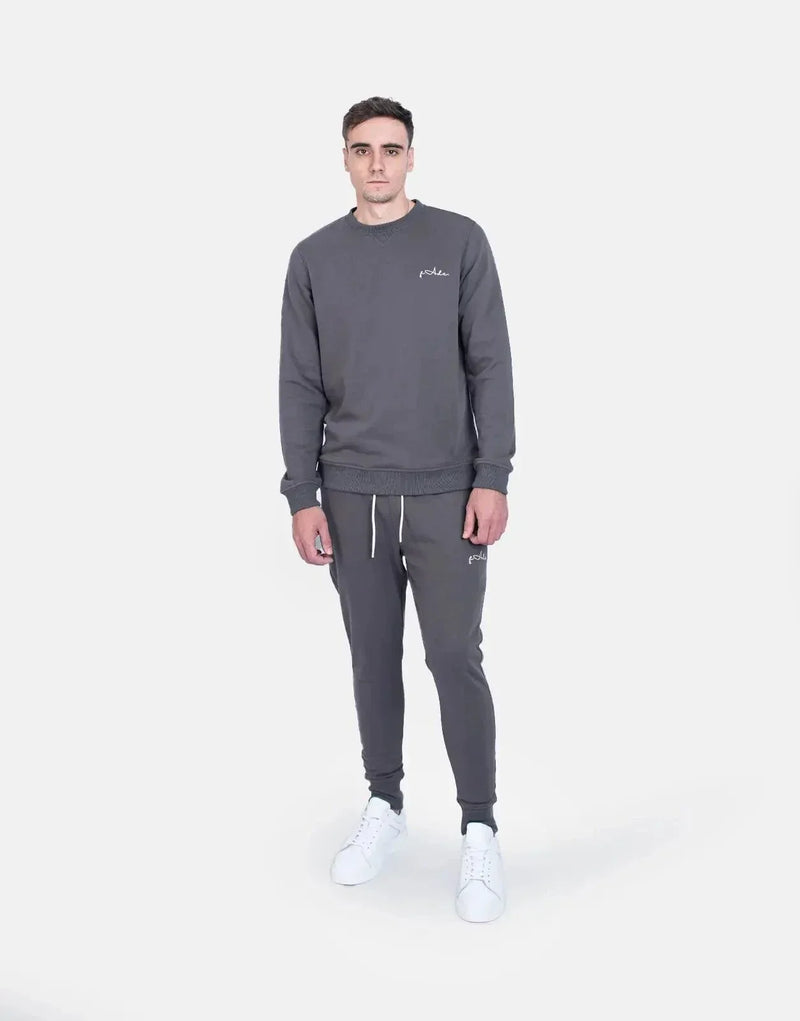 Premium Grey Signature Sweatpants: Slim Fit, Cotton Blend, Zip Pockets, Tapered Comfort