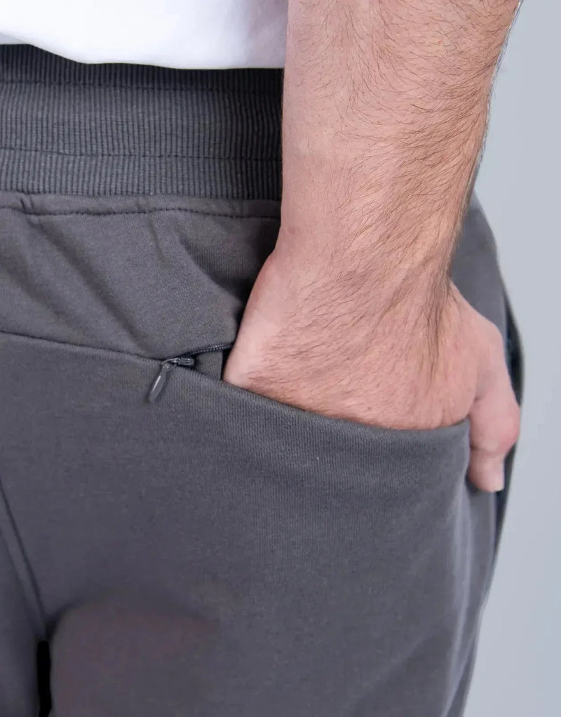 Premium Grey Signature Sweatpants: Slim Fit, Cotton Blend, Zip Pockets, Tapered Comfort