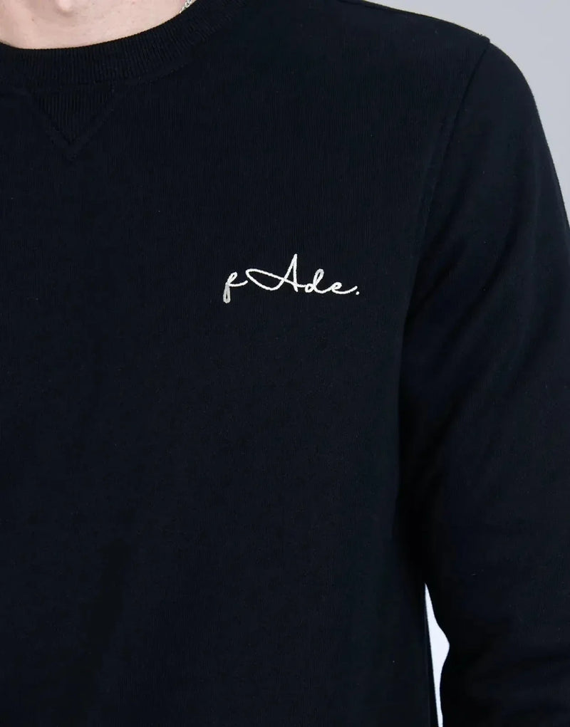 Fade Signature Black Sweatshirt: Premium Cotton-Blend, Slim-Fit, Embroidered Logo