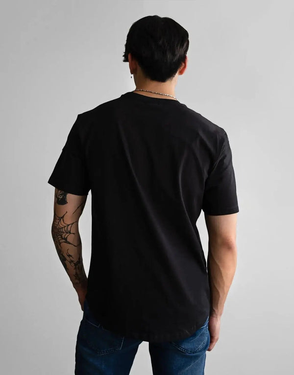 Fade Still Black T-Shirt: Premium Cotton Elastane Slim Fit Crew Neck