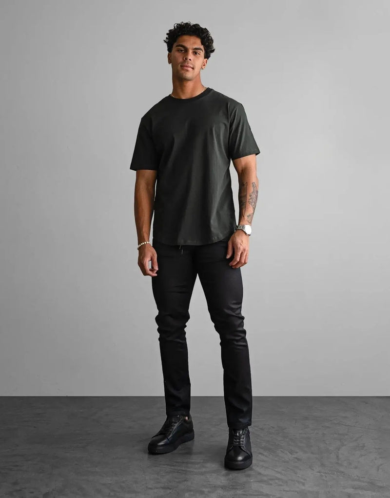 Fade Men's Still Green Slim Fit Crew Neck Premium Cotton Blend T-Shirt