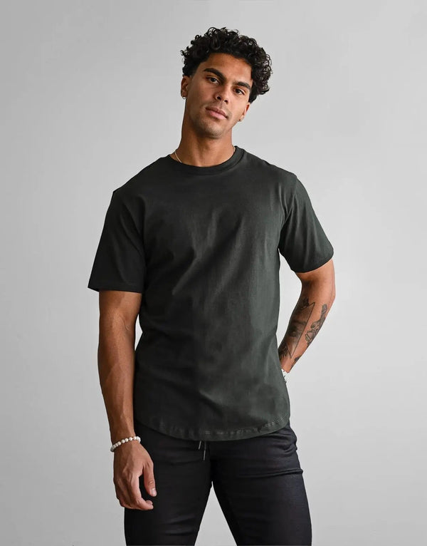 Fade Men's Still Green Slim Fit Crew Neck Premium Cotton Blend T-Shirt