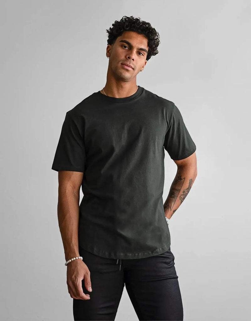 Fade Men's Still Green Slim Fit Crew Neck Premium Cotton Blend T-Shirt