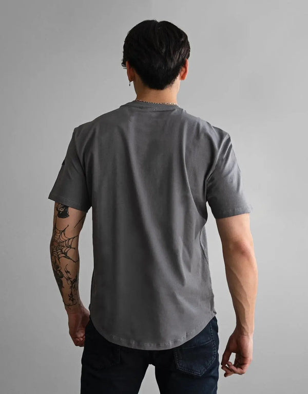 Fade Still Grey Men's Crew Neck T-Shirt – Premium Cotton Elastane Blend