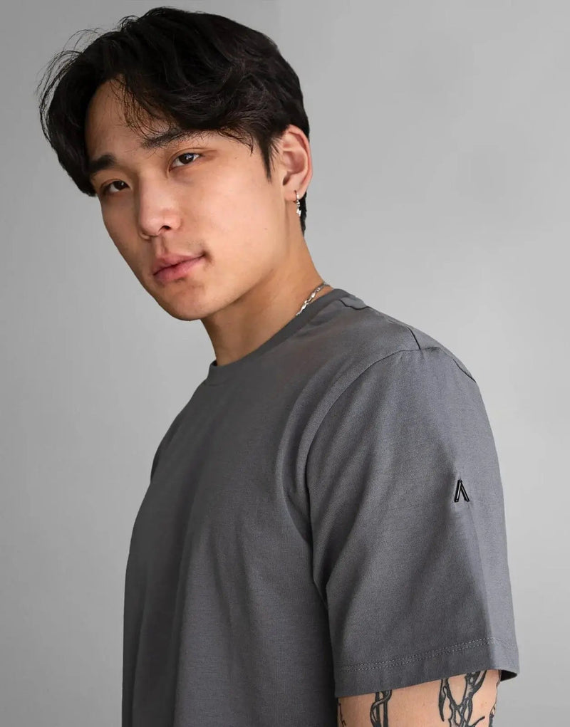 Fade Still Grey Men's Crew Neck T-Shirt – Premium Cotton Elastane Blend