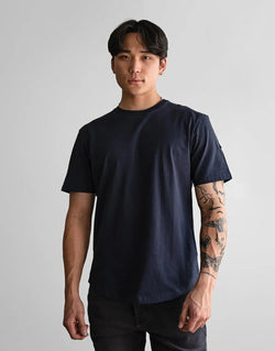 Men's Slim Fit Navy T-Shirt: Premium Cotton Elastane with Curved Hem
