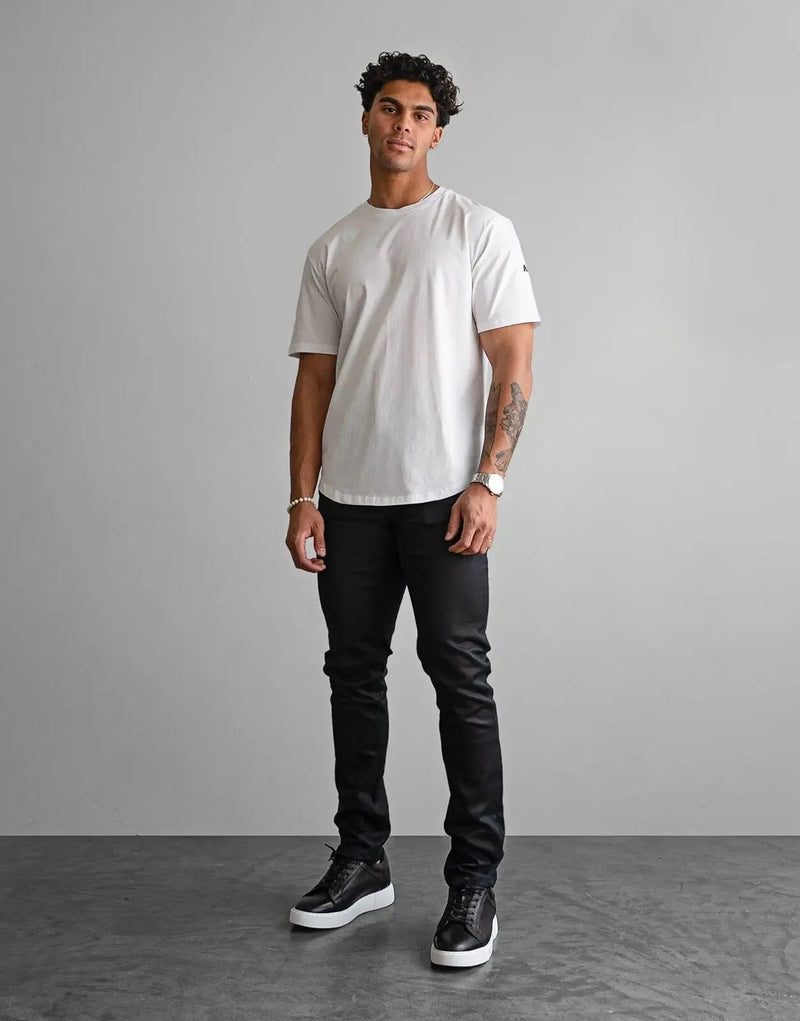 Fade Still White T-Shirt: Premium Cotton Elastane Blend, Slim Fit Comfort
