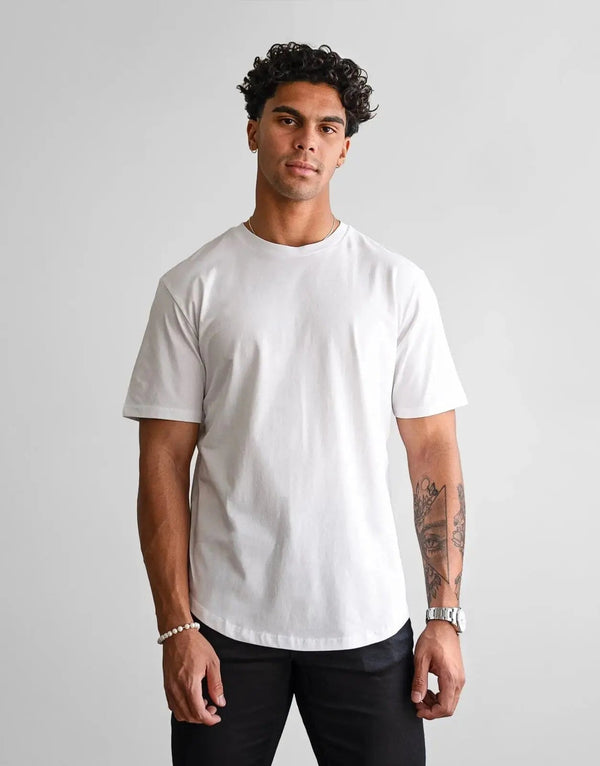 Fade Still White T-Shirt: Premium Cotton Elastane Blend, Slim Fit Comfort