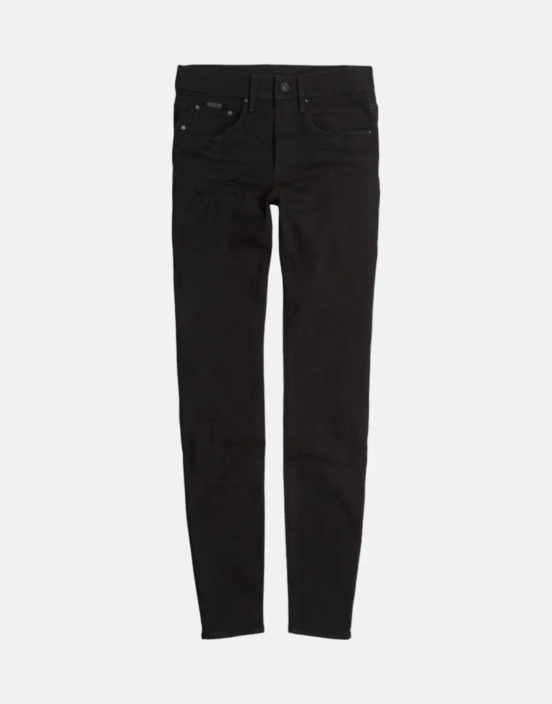 G-Star RAW 3301 Women's High-Waist Pitch Black Skinny Jeans with Excellent Stretch