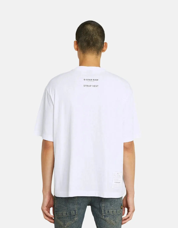 G-Star RAW Archive Print Boxy White Strap T-Shirt: Iconic Men's Cotton Tee