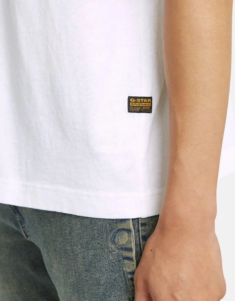 G-Star RAW Archive Print Boxy White Strap T-Shirt: Iconic Men's Cotton Tee
