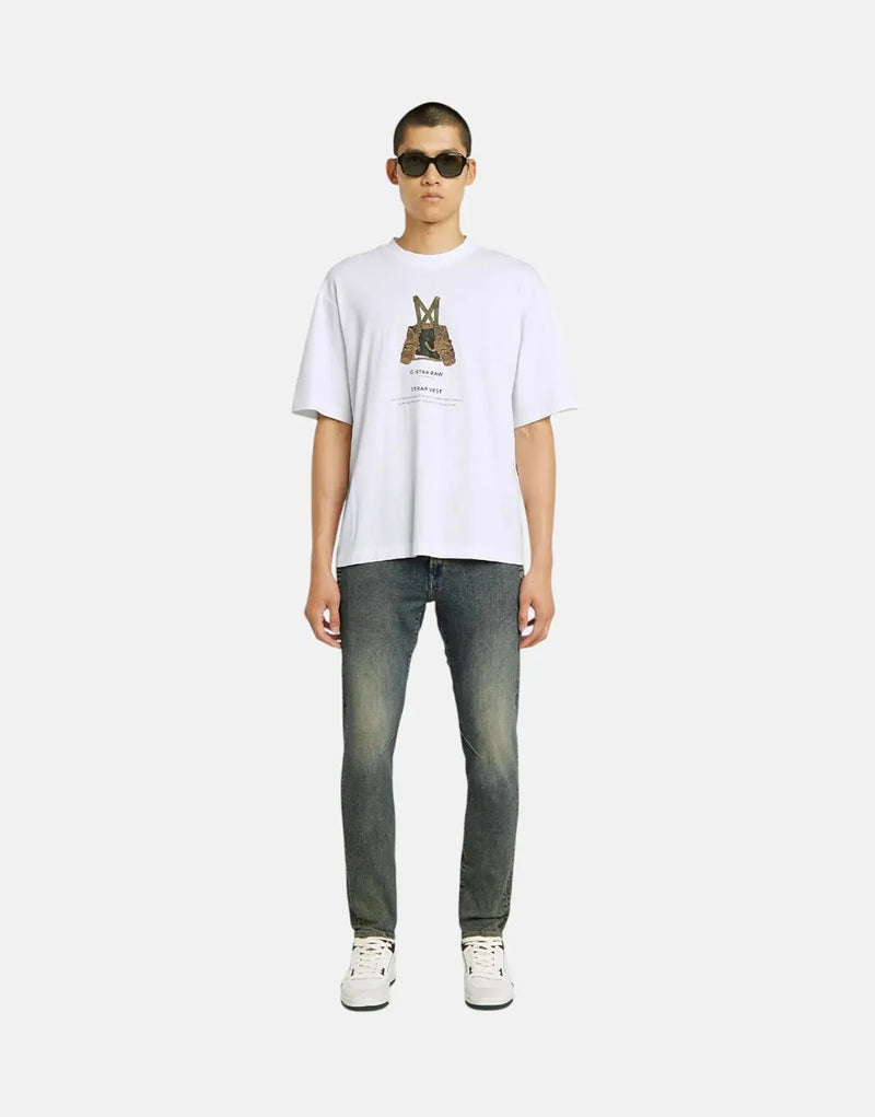 G-Star RAW Archive Print Boxy White Strap T-Shirt: Iconic Men's Cotton Tee