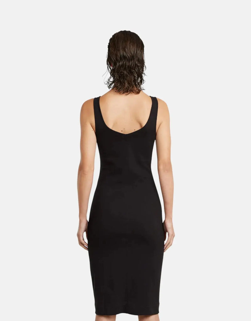 G-Star RAW Women's Asymmetric Zip Black Organic Cotton Slim Fit Midi Dress