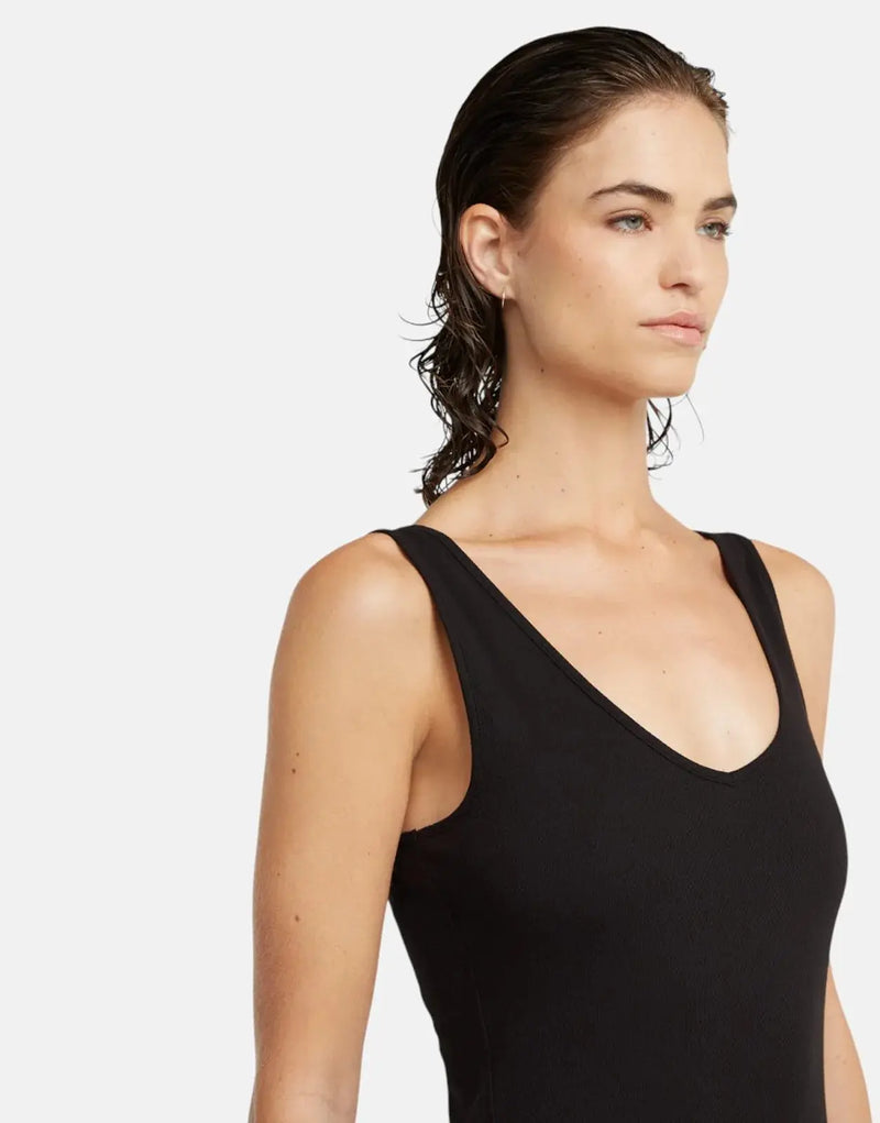 G-Star RAW Women's Asymmetric Zip Black Organic Cotton Slim Fit Midi Dress