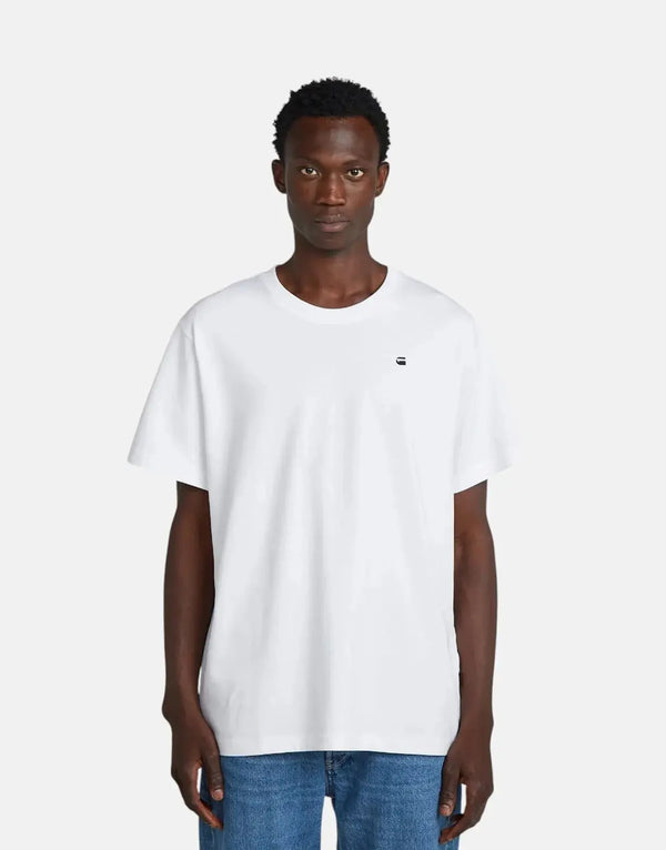 G-Star RAW Men's Loose Fit Organic Cotton White T-Shirt with Unique Back Photo Print