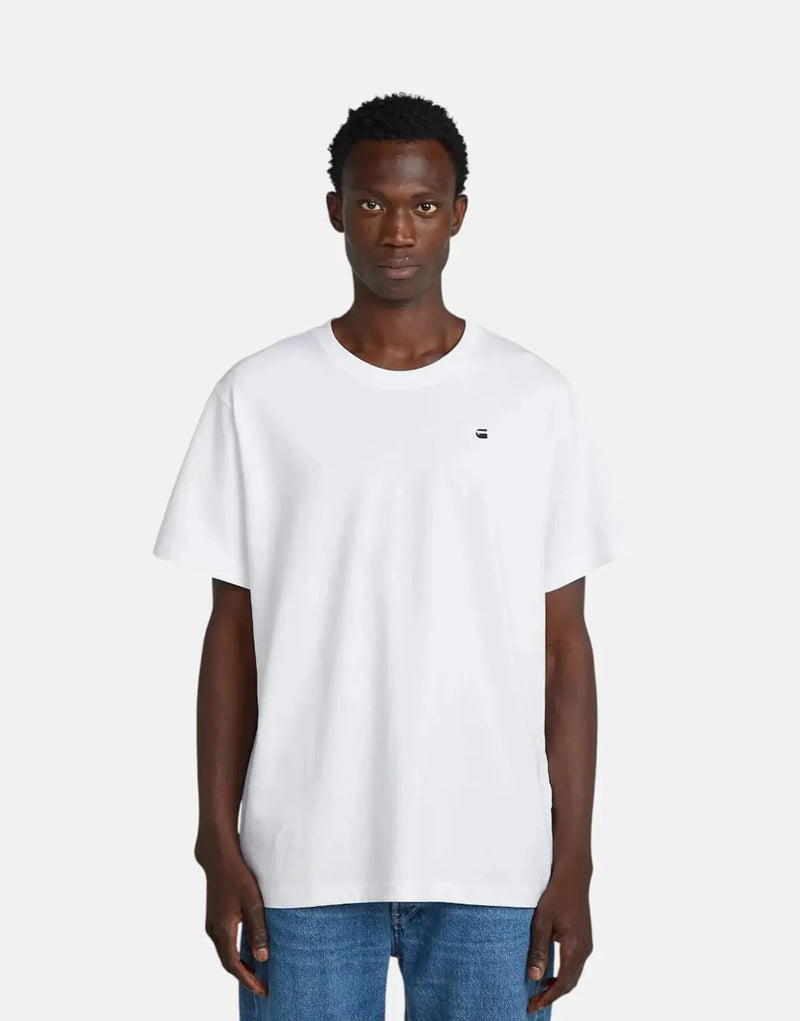 G-Star RAW Men's Loose Fit Organic Cotton White T-Shirt with Unique Back Photo Print