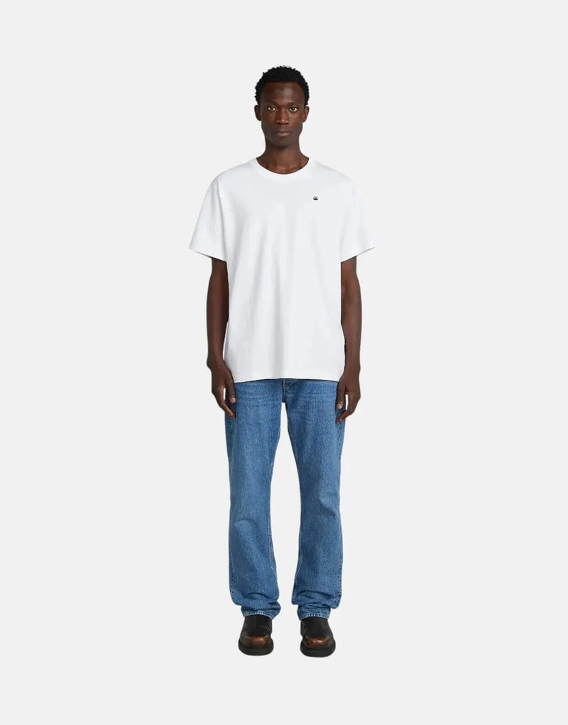 G-Star RAW Men's Loose Fit Organic Cotton White T-Shirt with Unique Back Photo Print