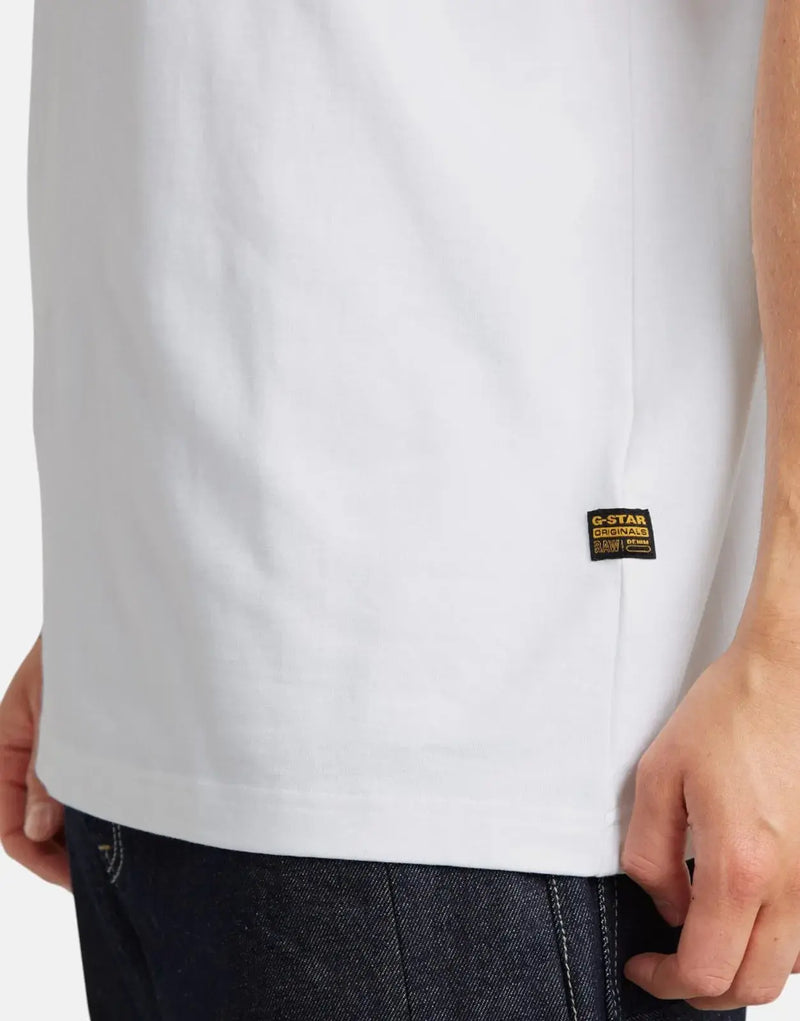 G-Star RAW Men's Barcode Back Loose Organic Cotton White Graphic Print T-Shirt