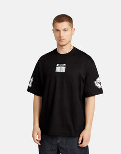 G-Star RAW Men's Barcode Boxy T-Shirt: Organic Cotton, Oversized Fit, Black