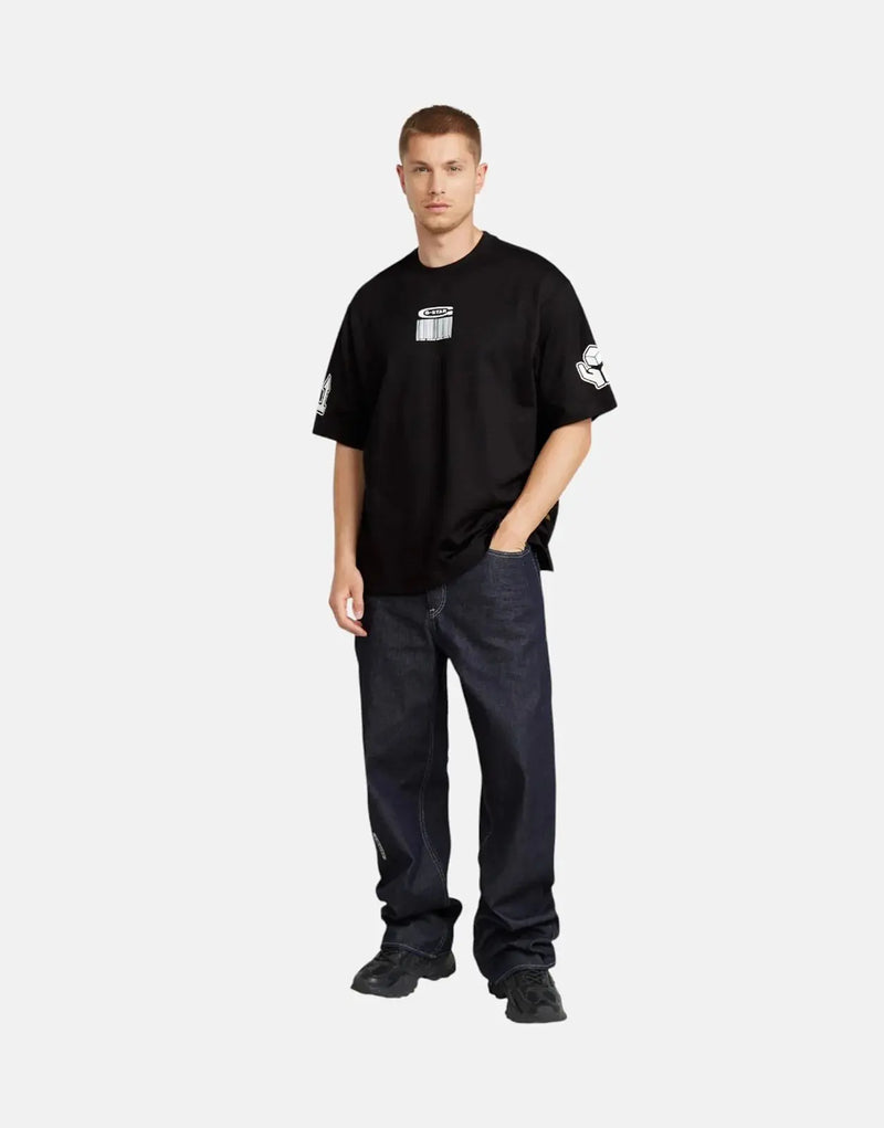 G-Star RAW Men's Barcode Boxy T-Shirt: Organic Cotton, Oversized Fit, Black