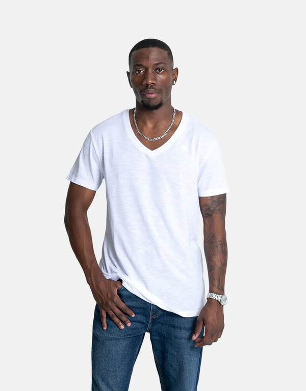 G-Star RAW Men's Premium V-Neck White T-Shirt 2-Pack - Ultimate Comfort