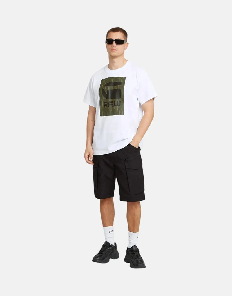 G-Star RAW Burger Box Rain Loose Fit Organic Cotton White Graphic Tee