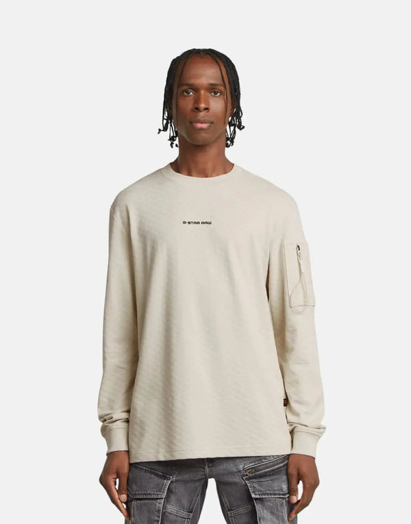 G-Star RAW Men's Organic Cotton Jacquard Pocket T-Shirt Sweater Hybrid