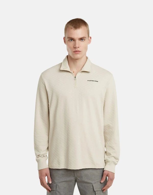 G-Star RAW Men's Checquard Tweeter Half Zip Sweatshirt - Whitebait Comfort Style