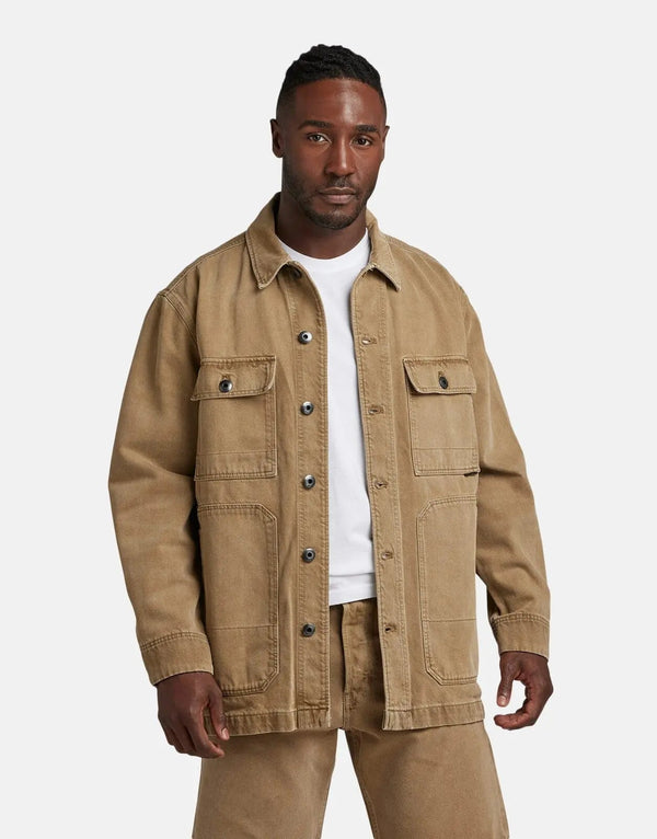 G-Star RAW Men's Sustainable Denim Chore Jacket with Utility Pockets