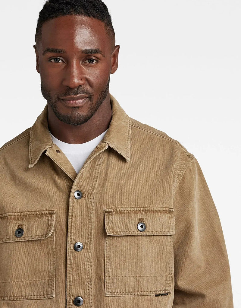 G-Star RAW Men's Sustainable Denim Chore Jacket with Utility Pockets