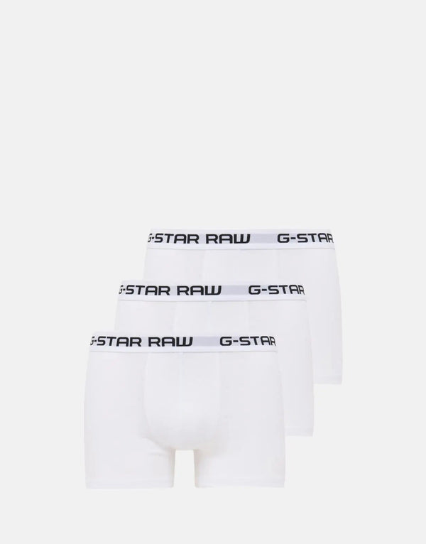 G-Star RAW Men's Classic White 3-Pack Stretch Cotton Trunk Underwear