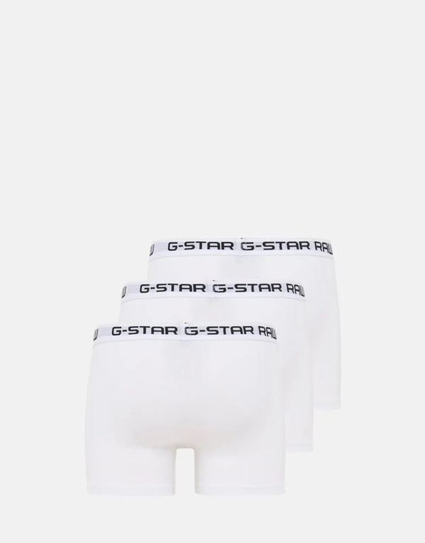 G-Star RAW Men's Classic White 3-Pack Stretch Cotton Trunk Underwear