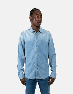 G-Star RAW Men's Clean Slim Faded Blue Thames Denim Shirt