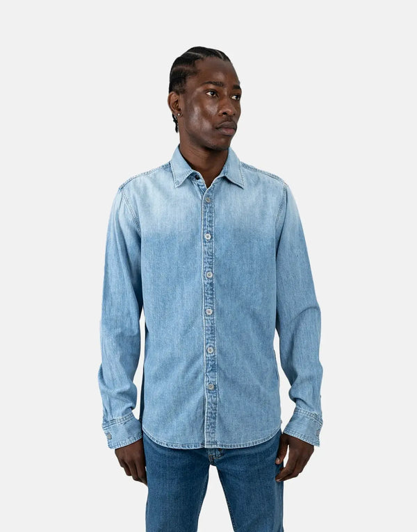 G-Star RAW Men's Clean Slim Faded Blue Thames Denim Shirt